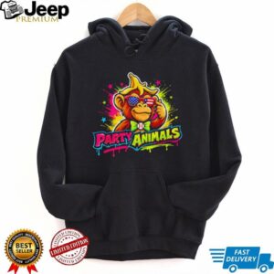 Party Animals Gorilla Sunglasses USA Flag Bowtie Neon Graphic T Shirt Party Animals Gorilla Sunglasses USA Flag Bowtie Neon Graphic T Shirt
