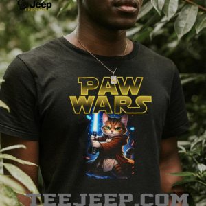 Paw Wars Jedi Cat With Lightsaber Funny Space Kitten T Shirt Paw Wars Jedi Cat With Lightsaber Funny Space Kitten T Shirt
