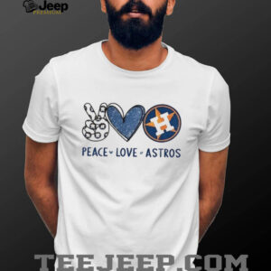 Peace Love Astros Houston Baseball Fan White Graphic T shirt Peace Love Astros Houston Baseball Fan White Graphic T shirt