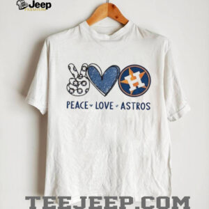 Peace Love Astros Houston Baseball Fan White Graphic T shirt