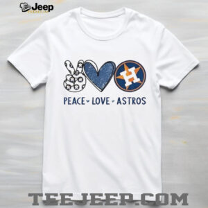Peace Love Astros Houston Baseball Fan White Graphic T shirt