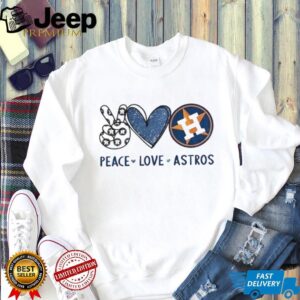 Peace Love Astros Houston Baseball Fan White Graphic T shirt