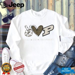 Peace Love Boilermakers Purdue University Glitter Fan Shirt Peace Love Boilermakers Purdue University Glitter Fan Shirt