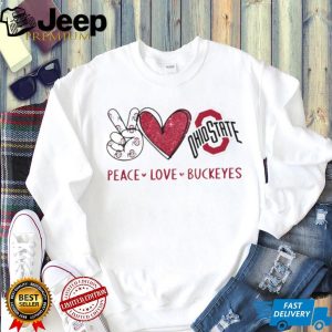 Peace Love Buckeyes Ohio State University Glitter Mascot T Shirt Peace Love Buckeyes Ohio State University Glitter Mascot T Shirt
