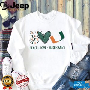 Peace Love Hurricanes University of Miami Fan Graphic T Shirt Peace Love Hurricanes University of Miami Fan Graphic T Shirt