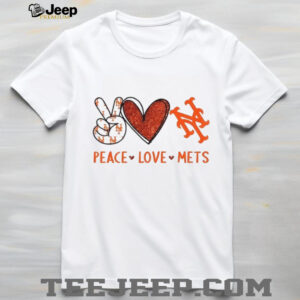 Peace Love Mets New York Baseball Glitter Heart Logo T Shirt