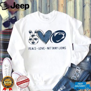 Peace Love Nittany Lions Penn State Blue Glitter Fan T Shirt Peace Love Nittany Lions Penn State Blue Glitter Fan T Shirt