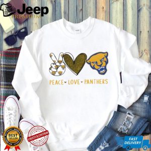 Peace Love Panthers Pitt University Mascot Glitter Graphic T Shirt Peace Love Panthers Pitt University Mascot Glitter Graphic T Shirt
