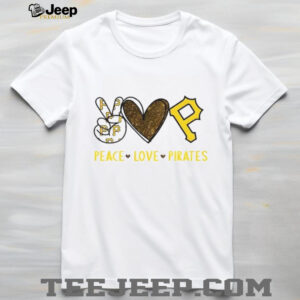Peace Love Pittsburgh Pirates Baseball Gold Glitter Logo T Shirt