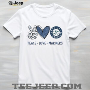 Peace Love Seattle Mariners Baseball Fan Navy Glitter Design T Shirt