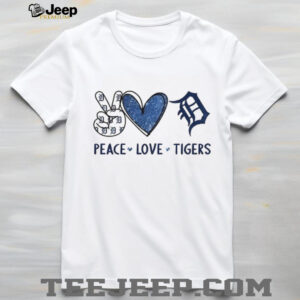 Peace Love Tigers Detroit Baseball Navy Blue Logo T Shirt