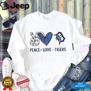 Peace Love Tigers Detroit Baseball Navy Blue Logo T Shirt