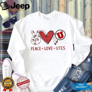 Peace Love Utah Utes Red and White Collegiate T Shirt Peace Love Utah Utes Red and White Collegiate T Shirt