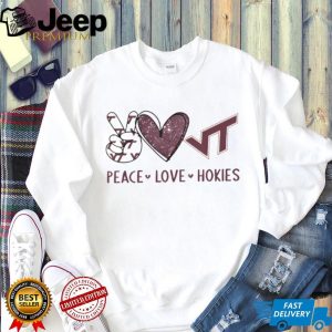 Peace Love Virginia Tech Hokies Maroon and Orange T Shirt Peace Love Virginia Tech Hokies Maroon and Orange T Shirt