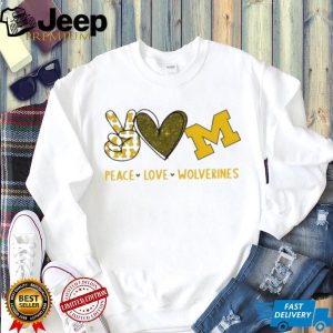 Peace Love Wolverines Michigan College Pride Graphic T Shirt Peace Love Wolverines Michigan College Pride Graphic T Shirt