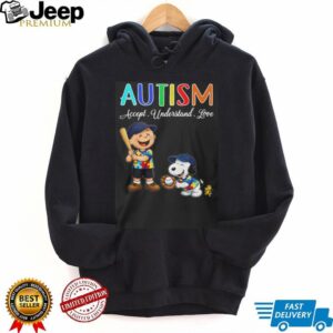 Peanuts Snoopy and Charlie Brown Autism Awareness Baseball T Shirt Peanuts Snoopy and Charlie Brown Autism Awareness Baseball T Shirt