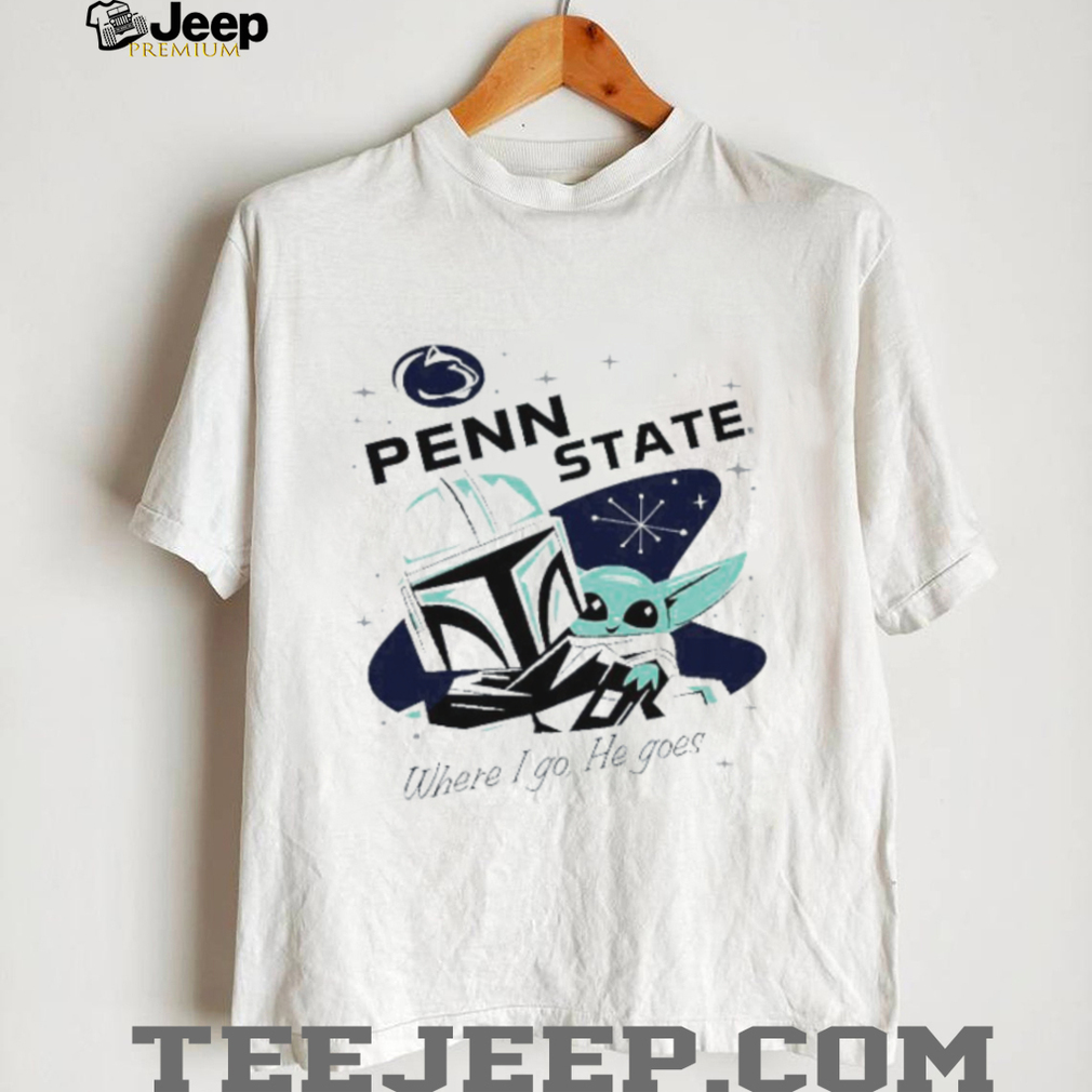 Penn State Nittany Lions x The Mandalorian “Where I Go He Goes” White T Shirt Penn State Nittany Lions x The Mandalorian “Where I Go He Goes” White T Shirt