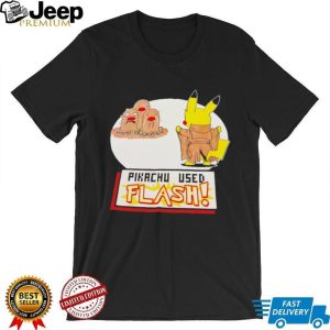 Pikachu Used Flash Funny Pokemon Diglett Parody Black Graphic T Shirt