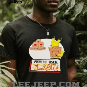 Pikachu Used Flash Funny Pokemon Diglett Parody Black Graphic T Shirt