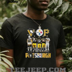 Pittsburgh Greats 5 Man Lineup T Shirt Lemieux, Greene, Harris, Bradshaw, Clemente