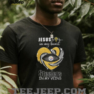Pittsburgh ST Shirtlers In My Veins Jesus In My Heart Glitter Style Football T Shirt