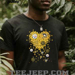 Pittsburgh Sports Teams Heart Logo Gold Hearts Fan T Shirt