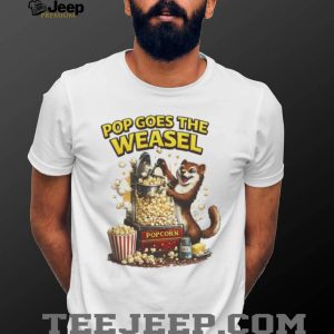 Pop Goes The Weasel Funny Popcorn Animal Graphic T Shirt