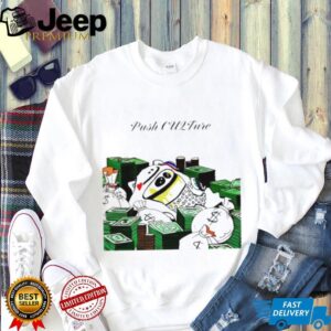 Push CU2Ture Money Bags Streetwear Cartoon Graphic T Shirt Push CU2Ture Money Bags Streetwear Cartoon Graphic T Shirt