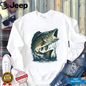 Largemouth Bass Fishing Jumping Out of Water Illustration T shirt Largemouth Bass Fishing Jumping Out of Water Illustration T shirt
