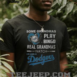 Real Grandmas Watch Los Angeles Dodgers Baseball Grey T Shirt