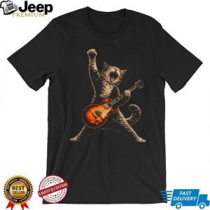 Rock and Roll Cat Playing Electric Guitar Heavy Metal Kitty T Shirt Rock and Roll Cat Playing Electric Guitar Heavy Metal Kitty T Shirt