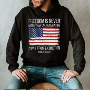 Ronald Reagan Freedom Quote Patriotic T Shirt Distressed American Flag