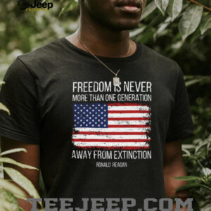 Ronald Reagan Freedom Quote Patriotic T Shirt Distressed American Flag