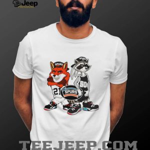 San Antonio Spurs Cartoon Fox and Raccoon Basketball T Shirt San Antonio Spurs Cartoon Fox and Raccoon Basketball T Shirt