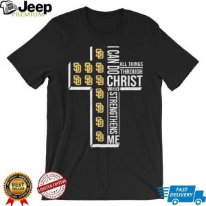 San Diego Padres Baseball Cross “I Can Do All Things Through Christ” T Shirt