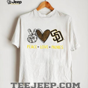 San Diego Padres Peace Love Padres Glitter Logo Baseball T Shirt