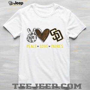 San Diego Padres Peace Love Padres Glitter Logo Baseball T Shirt
