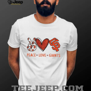 San Francisco Giants Peace Love Giants Red Glitter Baseball T shirt San Francisco Giants Peace Love Giants Red Glitter Baseball T shirt