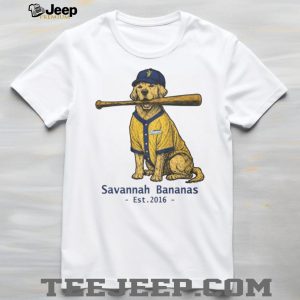 Savannah Bananas Baseball Golden Retriever Dog with Bat T Shirt