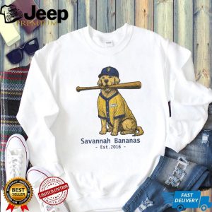 Savannah Bananas Baseball Golden Retriever Dog with Bat T Shirt