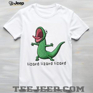 Screaming Green Lizard Embroidery Style Graphic T Shirt