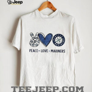 Seattle Mariners Peace Love Mariners Blue Compass Logo T Shirt