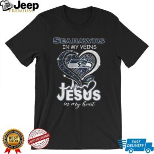 Seattle Seahawks In My Veins Jesus In My Heart Christian Fan Heart T Shirt Seattle Seahawks In My Veins Jesus In My Heart Christian Fan Heart T Shirt