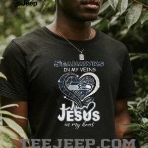 Seattle Seahawks In My Veins Jesus In My Heart Christian Fan Heart T Shirt