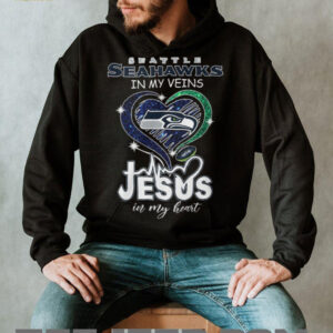 Seattle Seahawks In My Veins Jesus In My Heart Football T Shirt