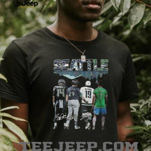 Seattle Sports City Skyline Darnold Raleigh McCann Roldan Signatures T Shirt Seattle Sports City Skyline Darnold Raleigh McCann Roldan Signatures T Shirt