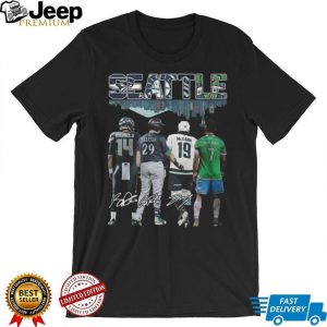 Seattle Sports City Skyline Darnold Raleigh McCann Roldan Signatures T Shirt