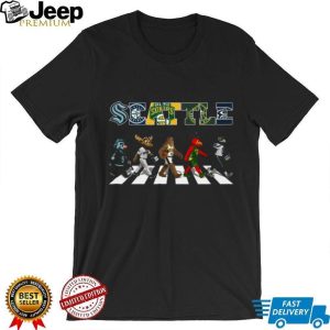 Seattle Sports Teams Mascots Abbey Road Crossing Black T Shirt Seattle Sports Teams Mascots Abbey Road Crossing Black T Shirt