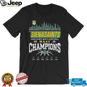 Siena Saints Men's Basketball 2026 MAAC Champions Skyline T Shirt