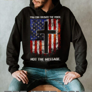 Silence The Voice Not The Message American Flag Cross Christian T shirt